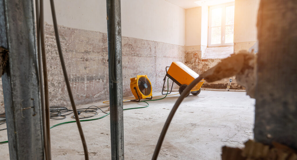 rebuilding an old apartment, prepared and ready for renovate after flood damage